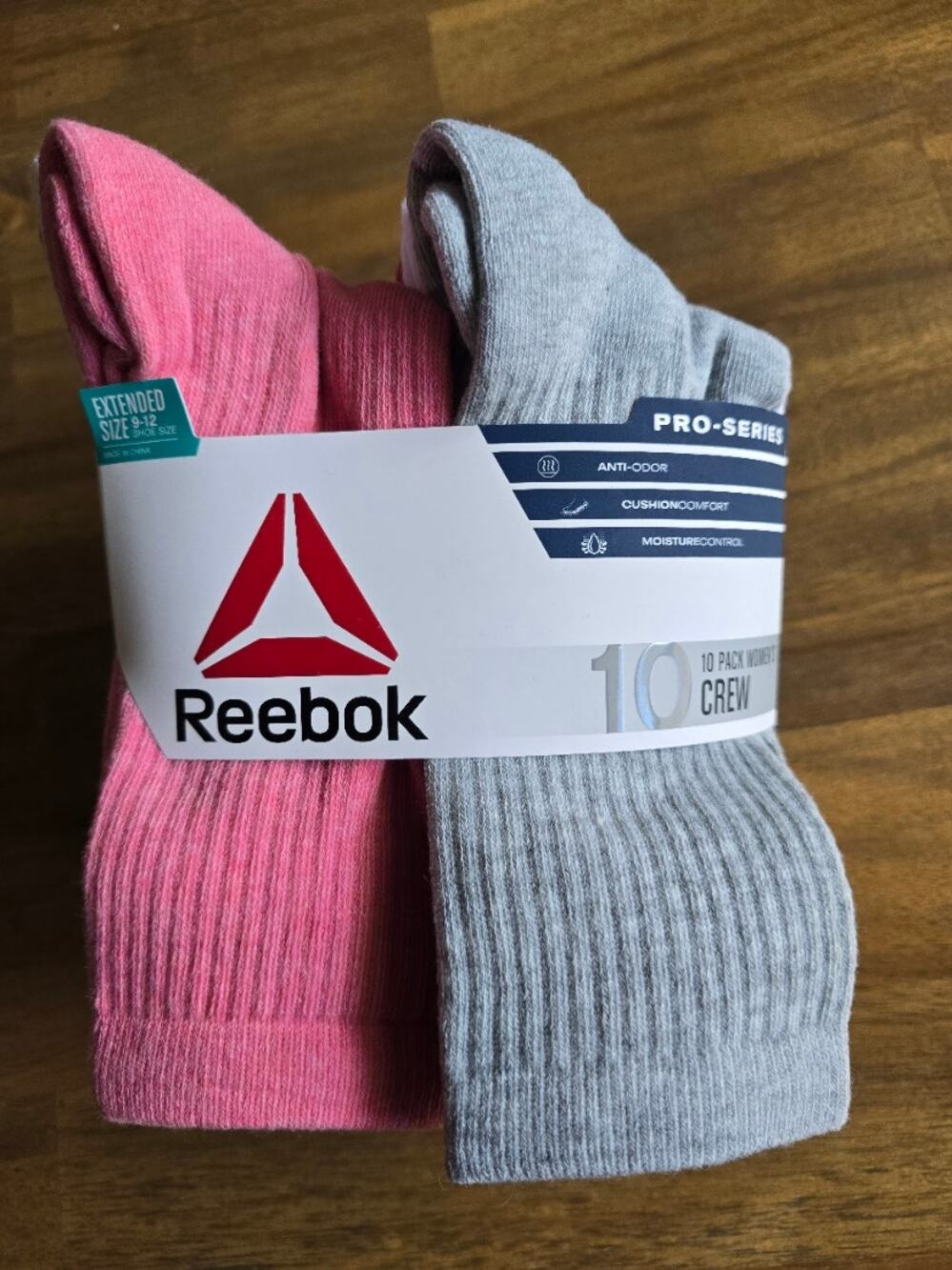 Reebok Women's Pro Series Cushion Crew Socks, 10-Pack Extended Size 9-12